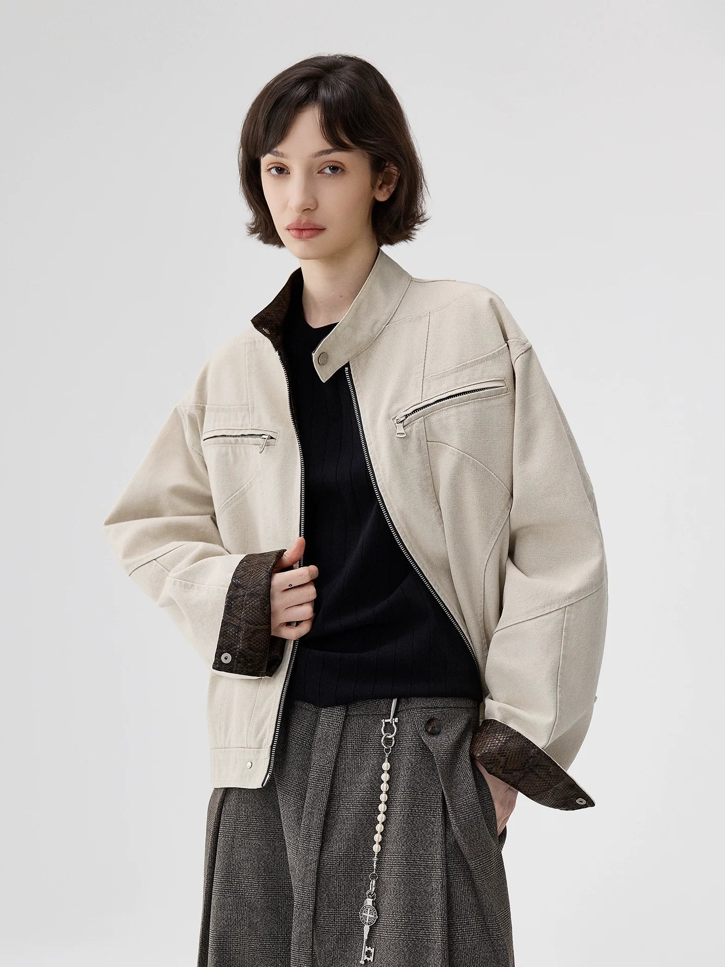 Heavy washed canvas second generation Harrington jacket men's cieanfit tooling stand-up jacket