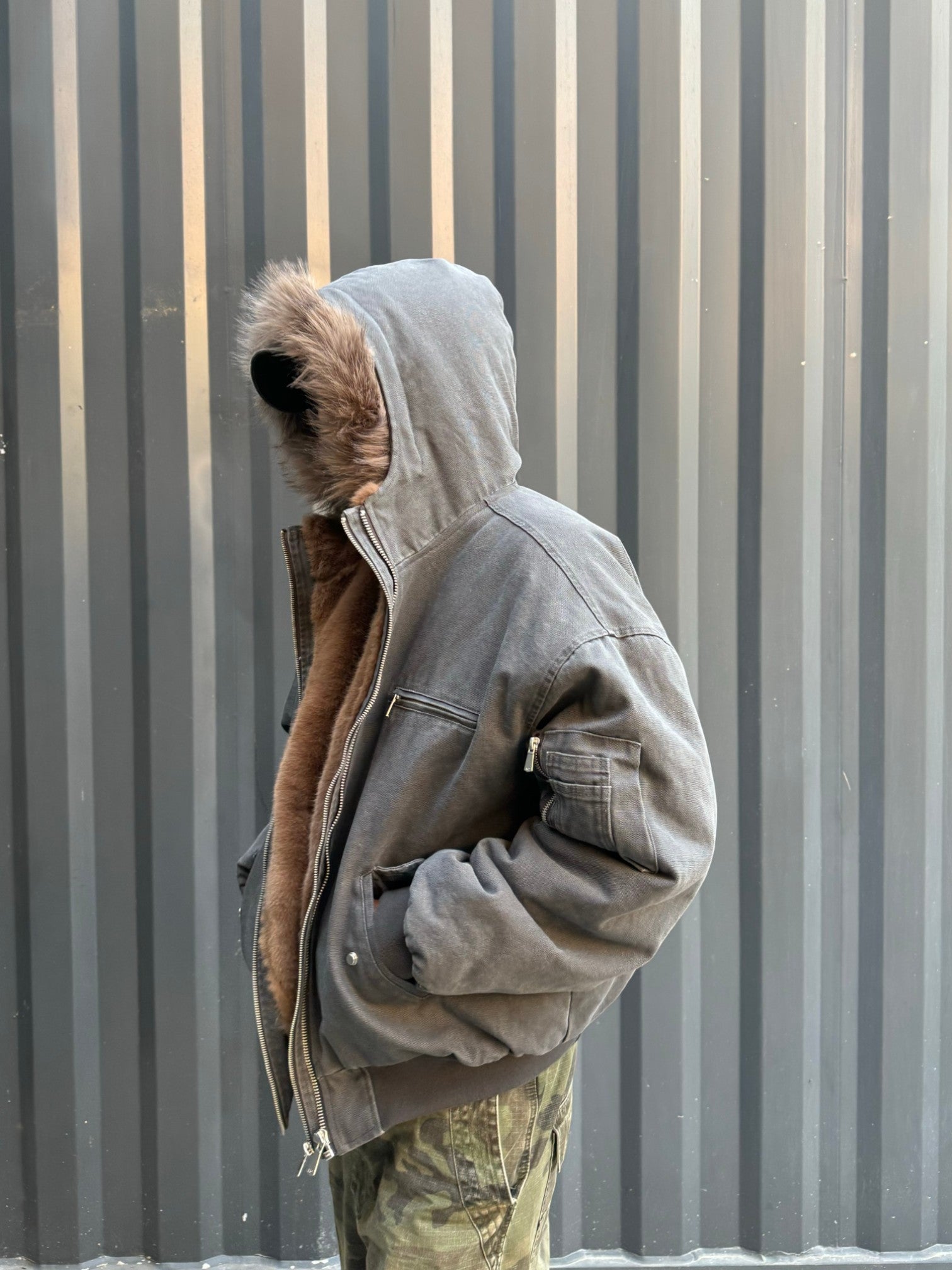 [Hermit] MULTI-ZIP FUR TRIM PADDED JACKET st5024
