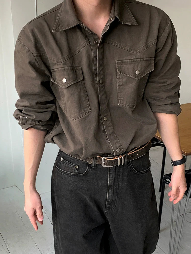 Old Money Wind Tooling Langarmhemd Herren Herbst Freizeithemd Koreanisches Pendlerhemd Old Top 