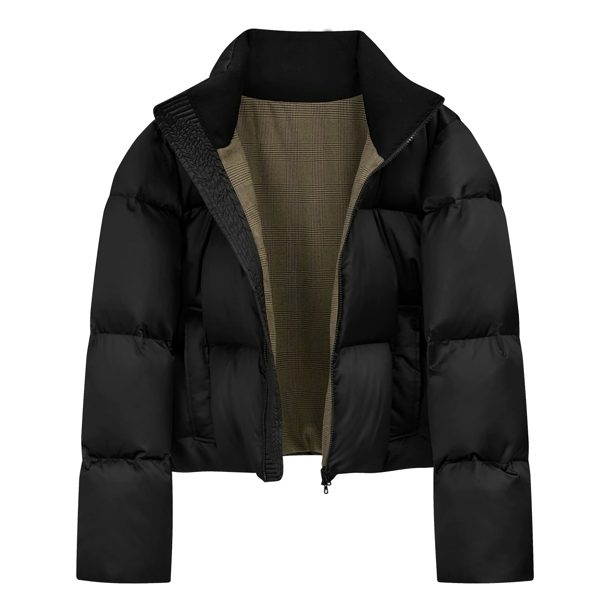 90 White Duck Down Stand-Up Collar Short Wide Boxy Satin Gloss "Blue Light" "Doug" Down Jacket