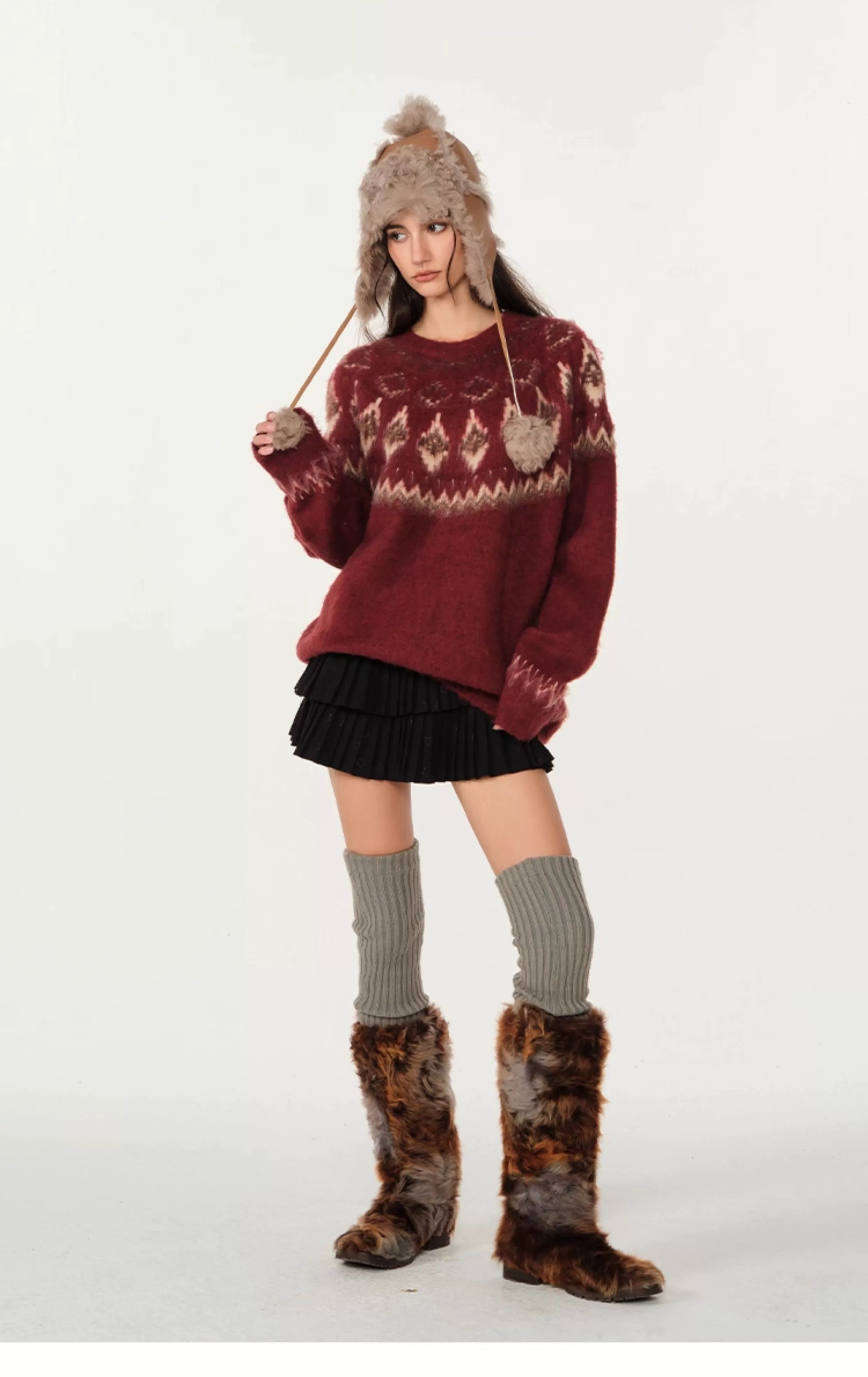 빈티지 자카드 스웨터 커플 스웨터 SIN0996 