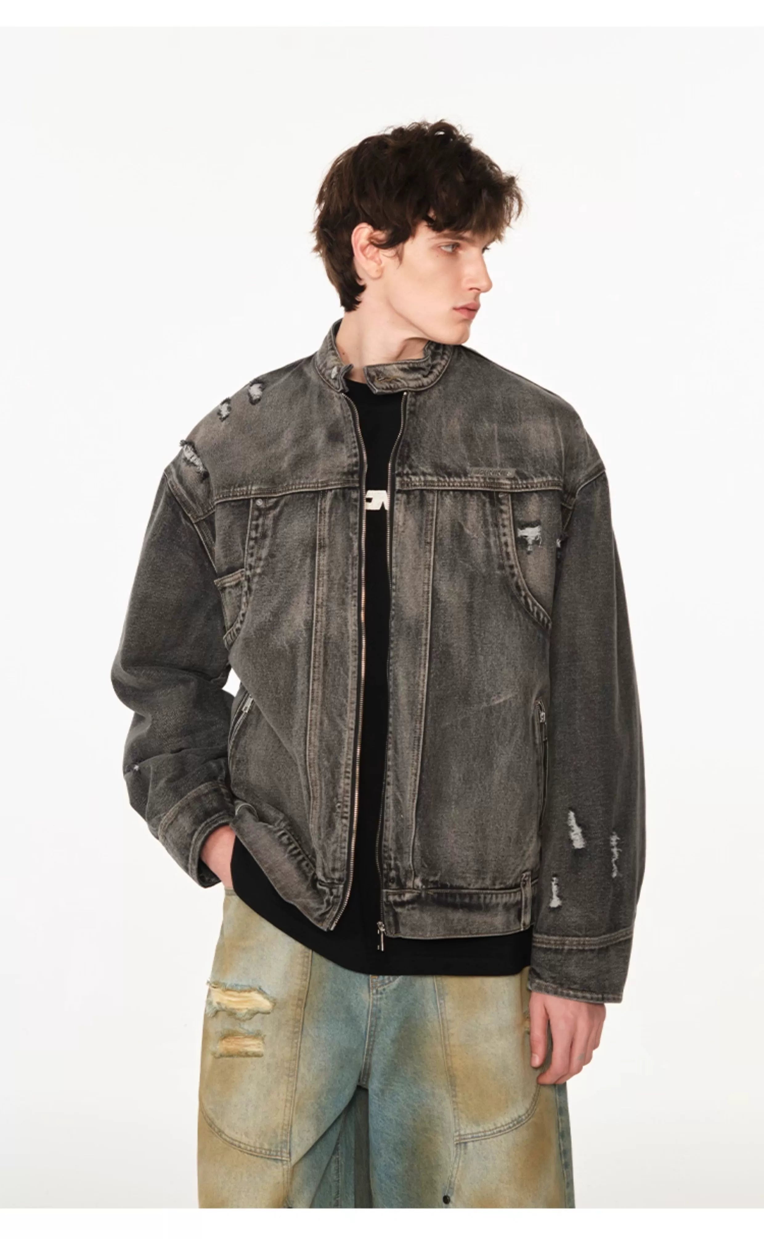 American high street cleanfit flip-flop denim jacket SIN0990