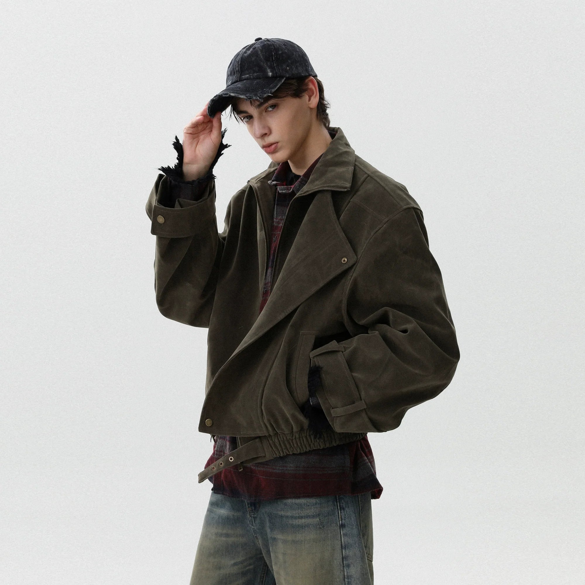 American slack lazy style retro jacket for men and women autumn loose stiff ruffian handsome coat couple