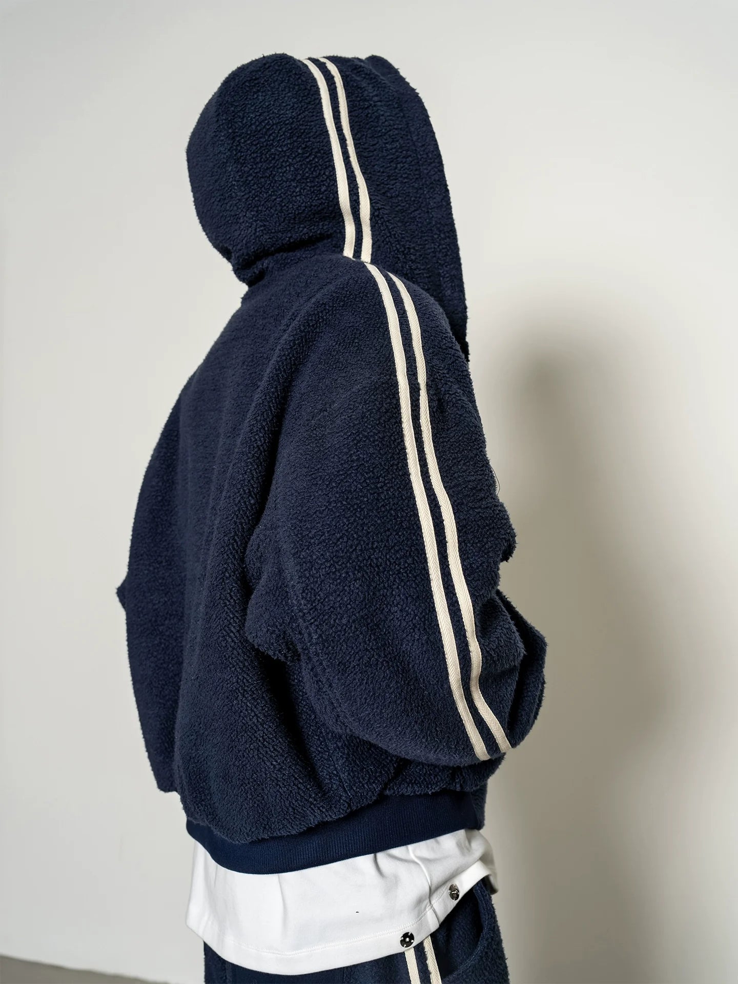 American contrasting fleece cotton jacket sweater jacket casual sweatpants loose sports suit winter