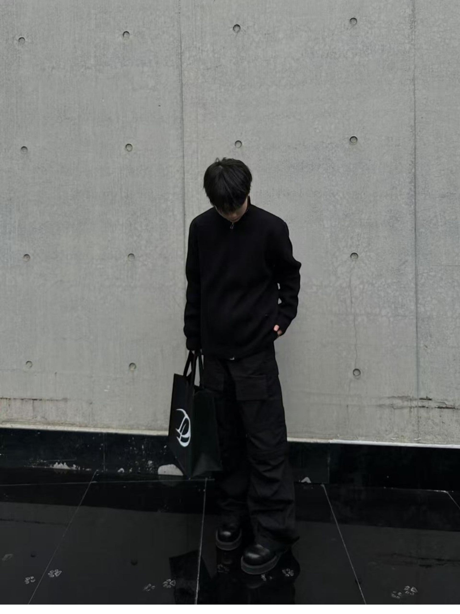 [WXB] 한국산 골지 지퍼업 하이칼라 셔츠 st4010