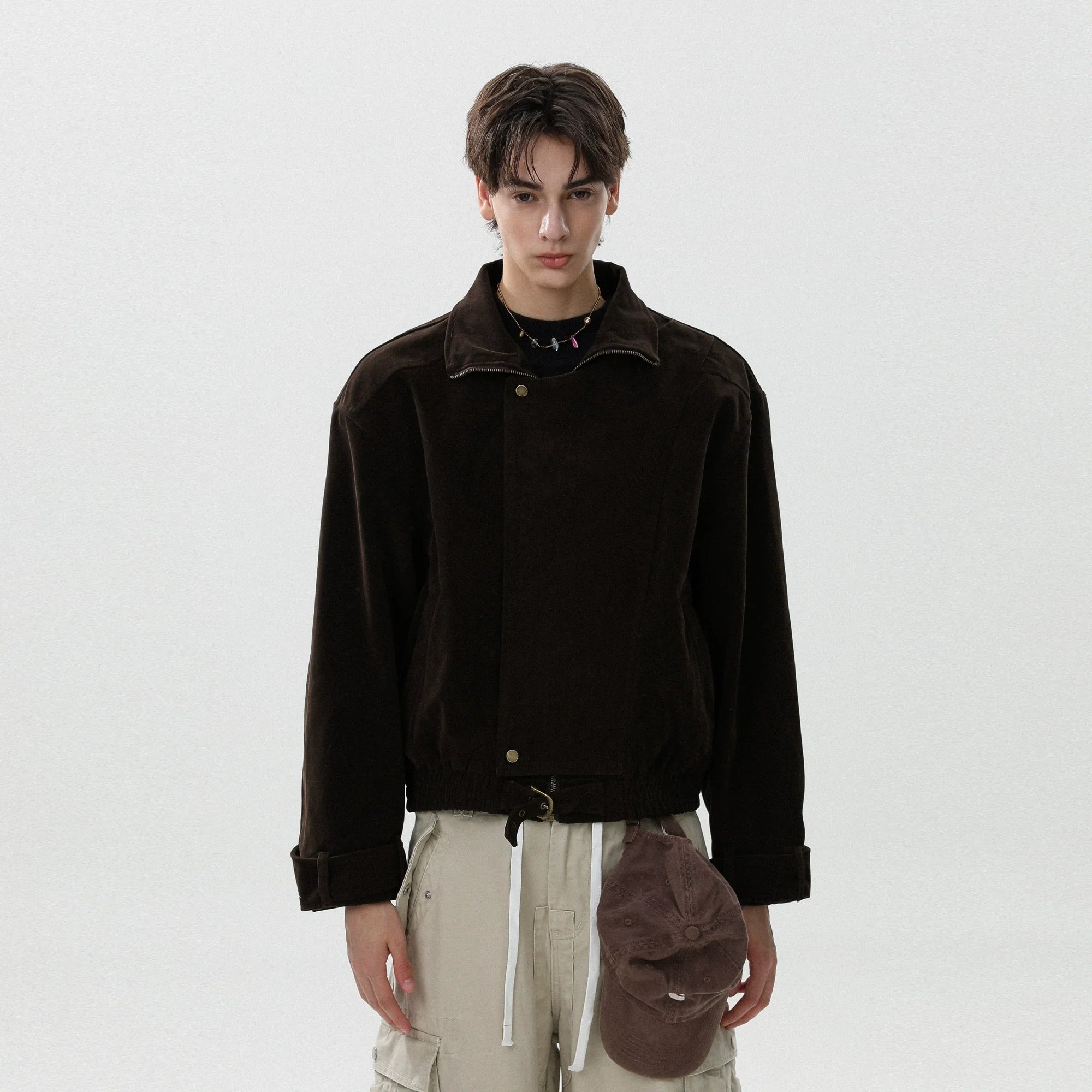 American slack lazy style retro jacket for men and women autumn loose stiff ruffian handsome coat couple