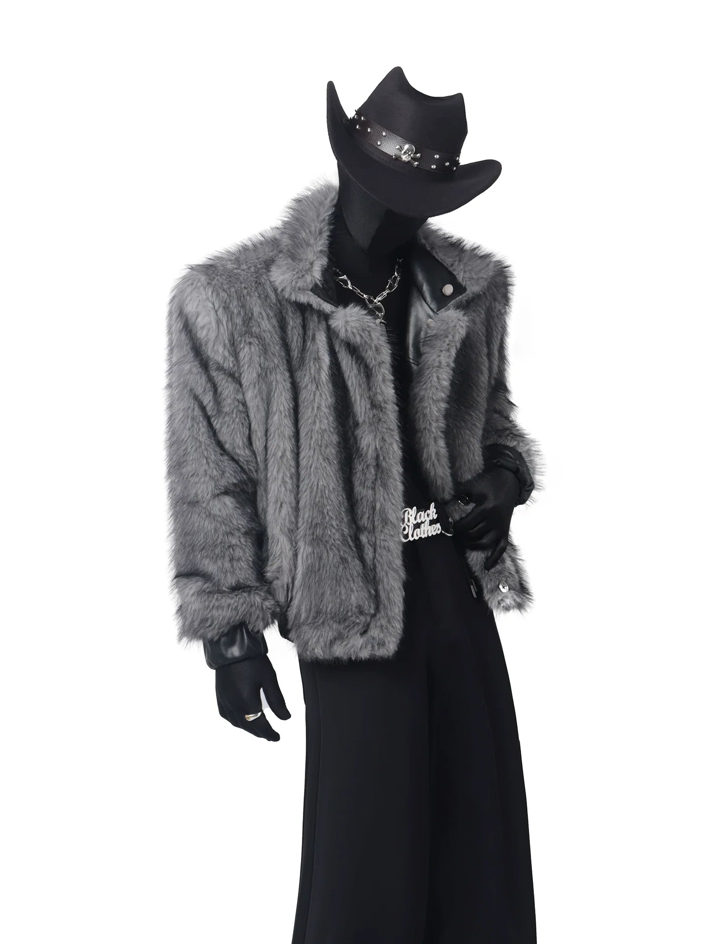 Black Clothes Premium Sense Large Fur Collar Seat Mountain Carving Jacket Men's Winter Fleece Short Jacket Cotton Clothing Tide