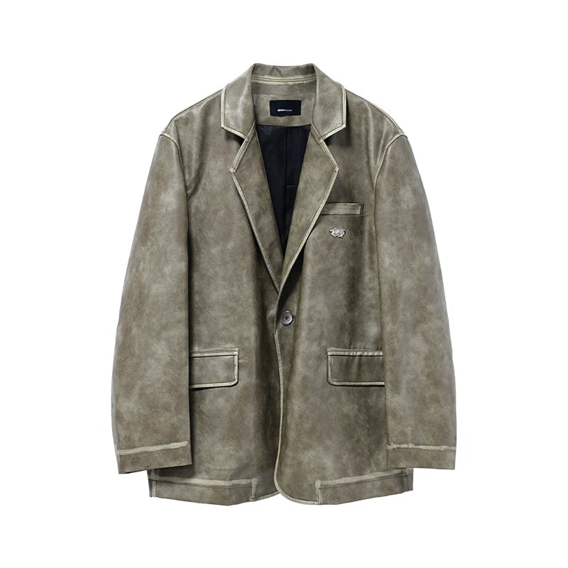 American retro Notting mountain leather suit for men and women, polished leather jacket