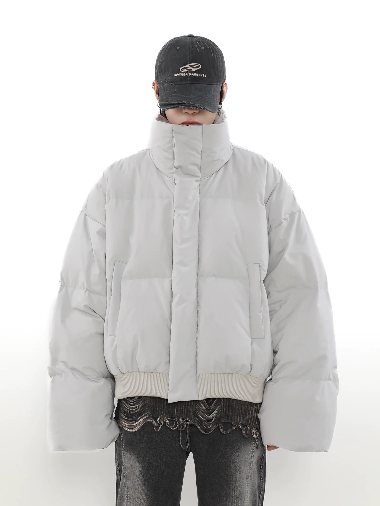 winter thickened stand-up collar short down jacket men's trendy high-end American retro couple cotton jacket