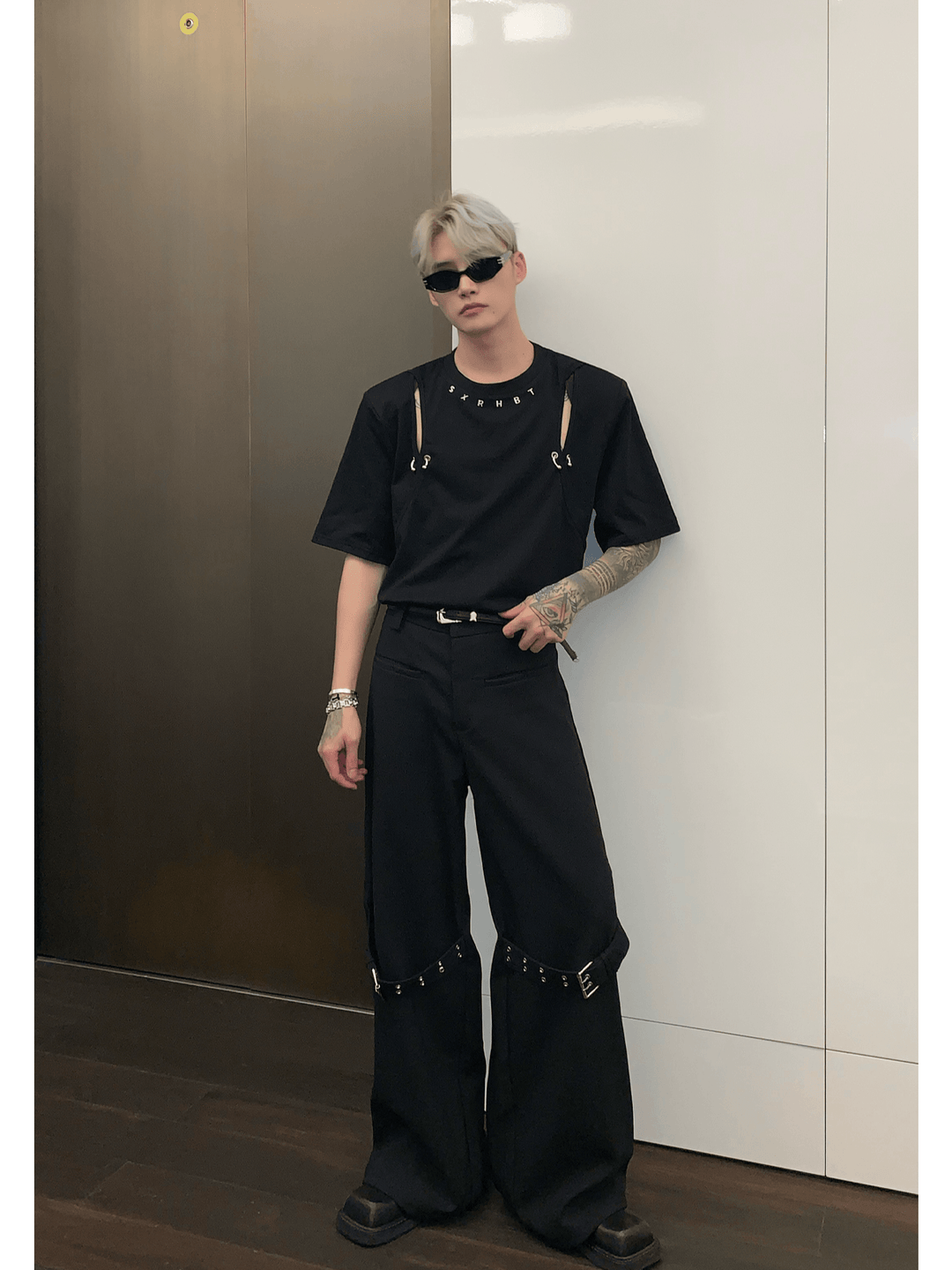 [CUIBUJU] strap design straight suit pants st1755