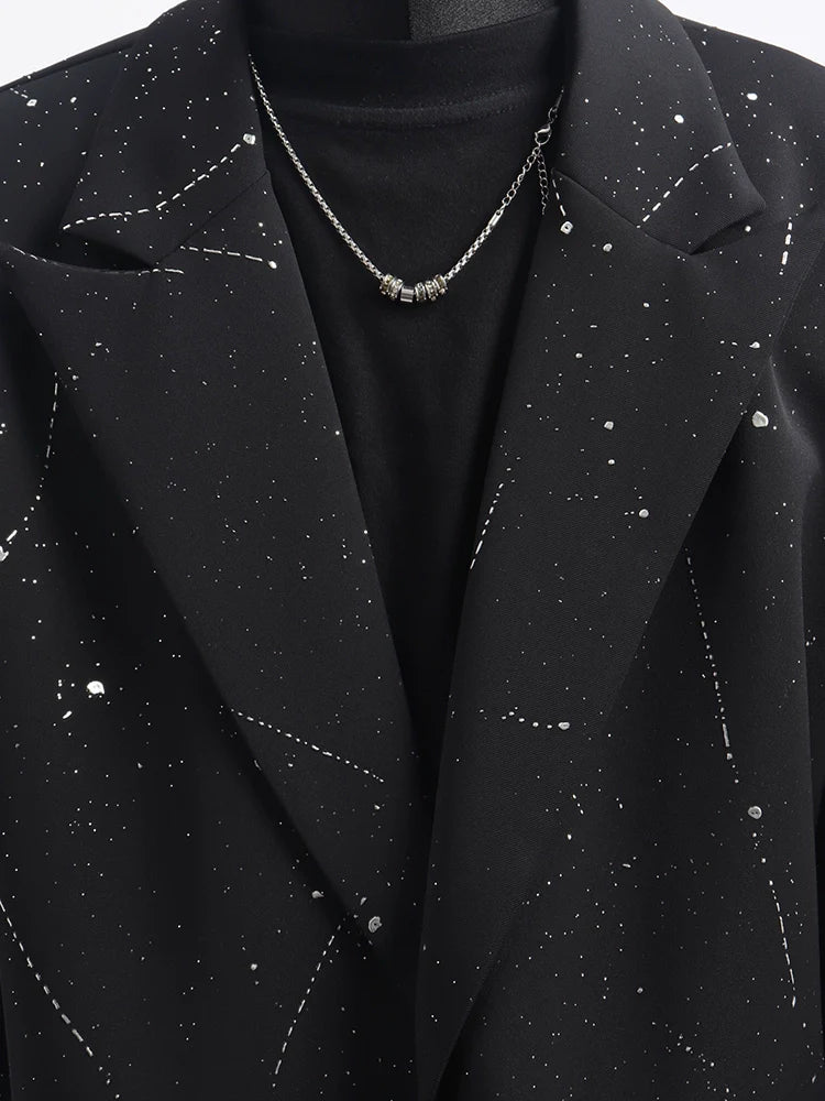 Black clothes high sense full of stars design blazer handsome fashion niche men's suit tide