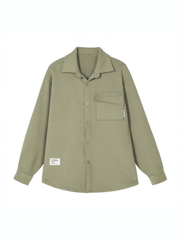 Retro Men's Shirt Autumn Top Korean Version Casual Autumn Trend Pocket Twill Long Sleeve Shirt