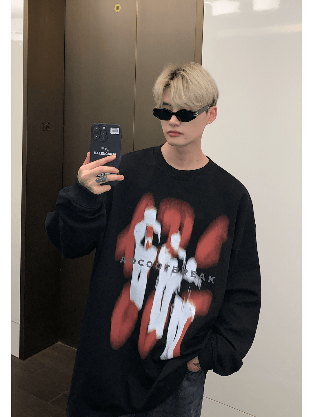 [CUIBUJU] 컬러 콘트라스트 프린팅 스웨터 ST1846