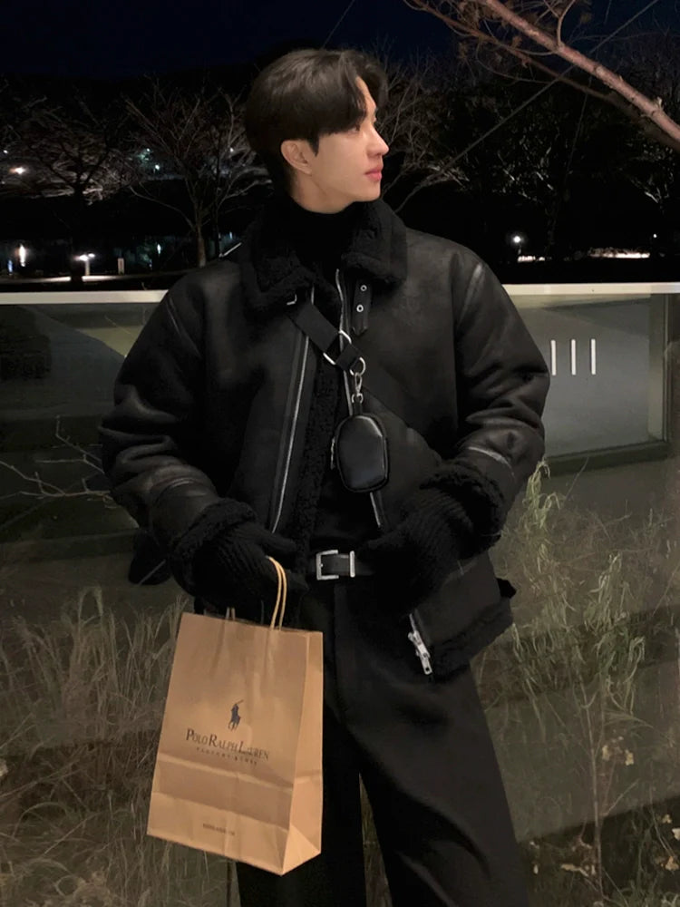 인조 스웨이드 양털 봄버 재킷 EHW5039 