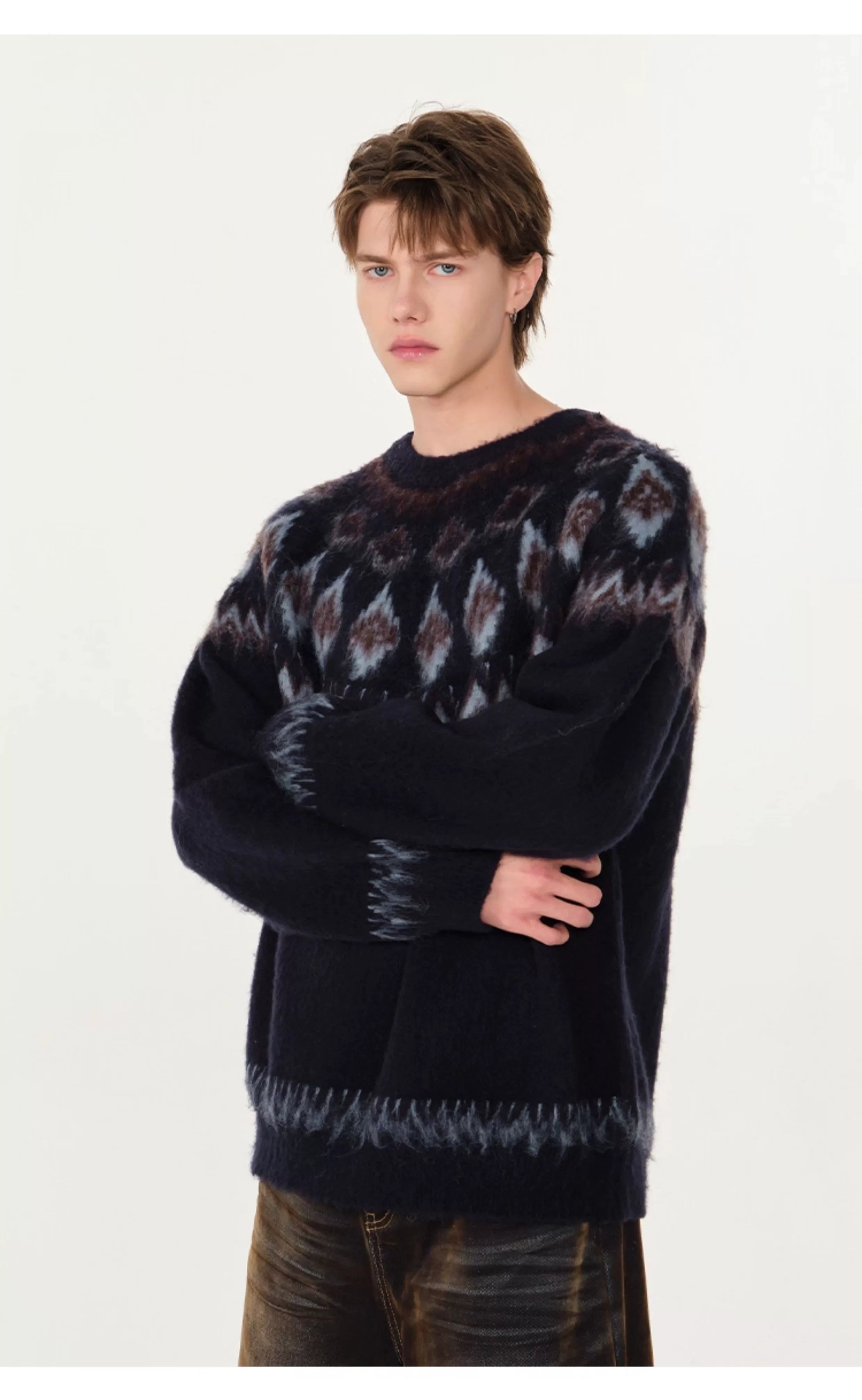 빈티지 자카드 스웨터 커플 스웨터 SIN0996 