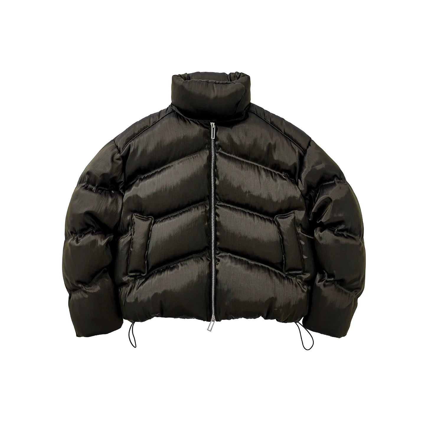 Heavy liquid metal texture white duck down thickened stand-up collar down jacket men and women the same winter coat