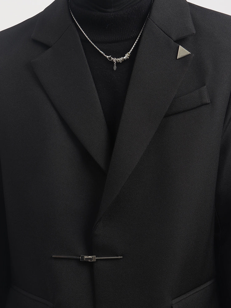 Black Clothes Premium Sense Small Fragrant Style Blazer Male Ruffian Handsome Temperament Trendy Metal Buckle Suit Trend