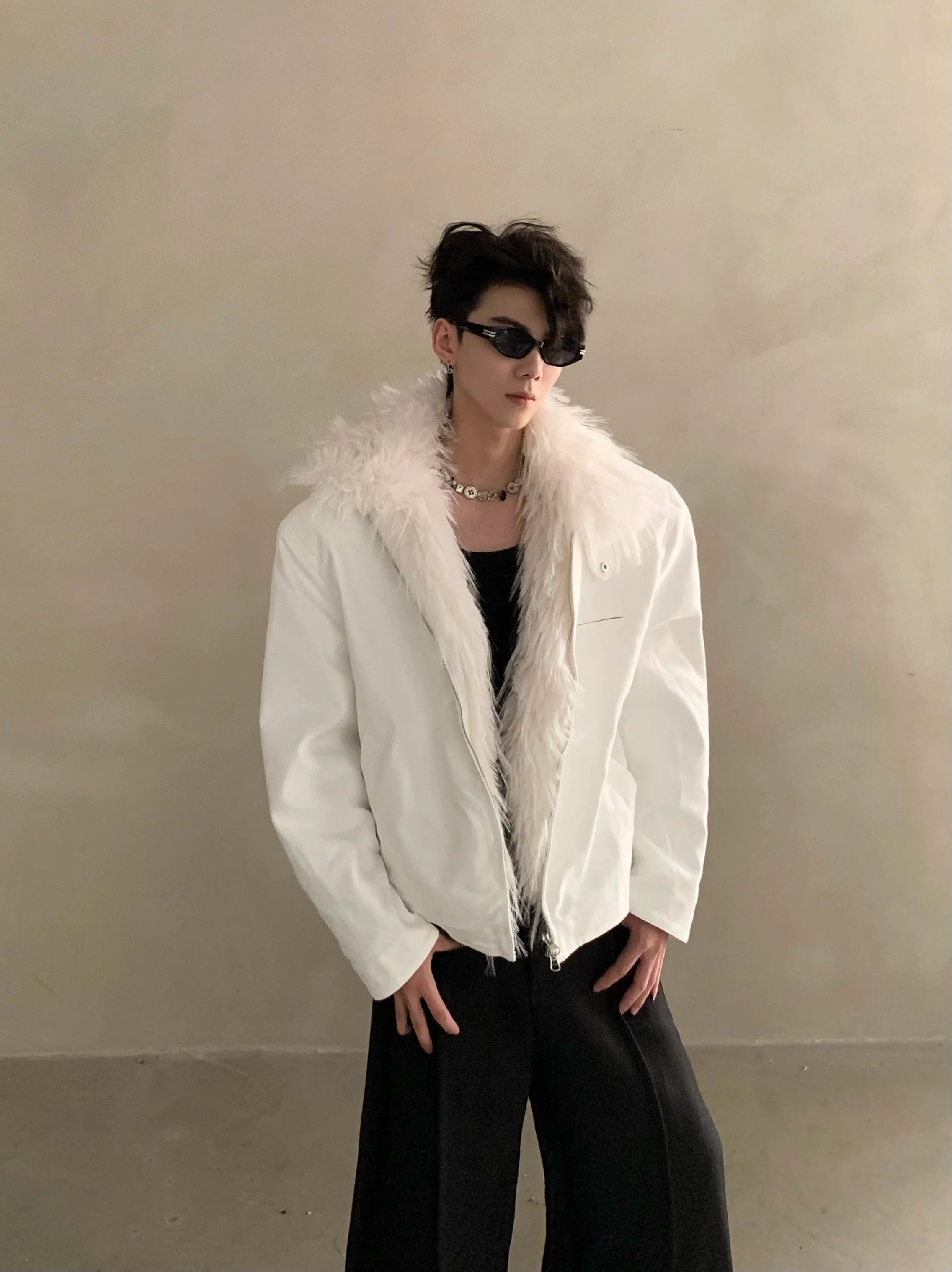 Winter niche mink fur collar seat mountain carved cotton-padded coat men's thickened warm high-end jacket jacket