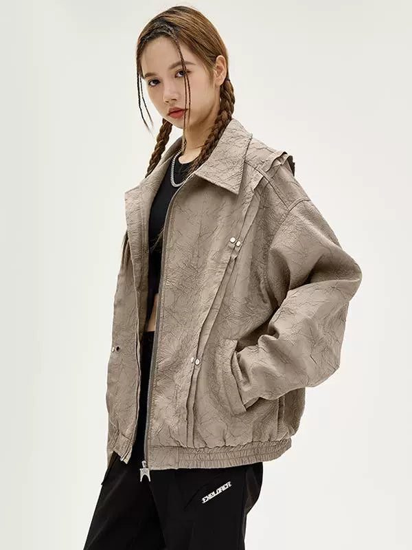 궈차오 아메리칸 레트로 클린핏 재킷 (남녀 공용), 트렌디한 브랜드 레이지 시크 코트 