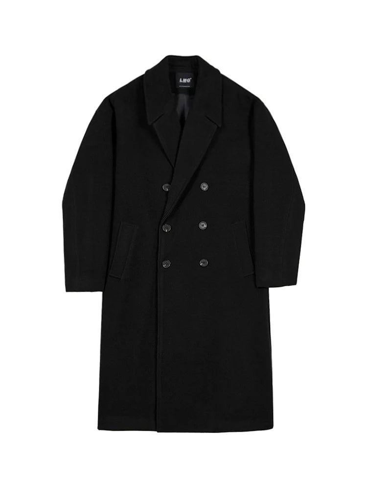 Wool coat men's medium and long autumn and winter Korean loose and high-end thickened trench coat woolen coat