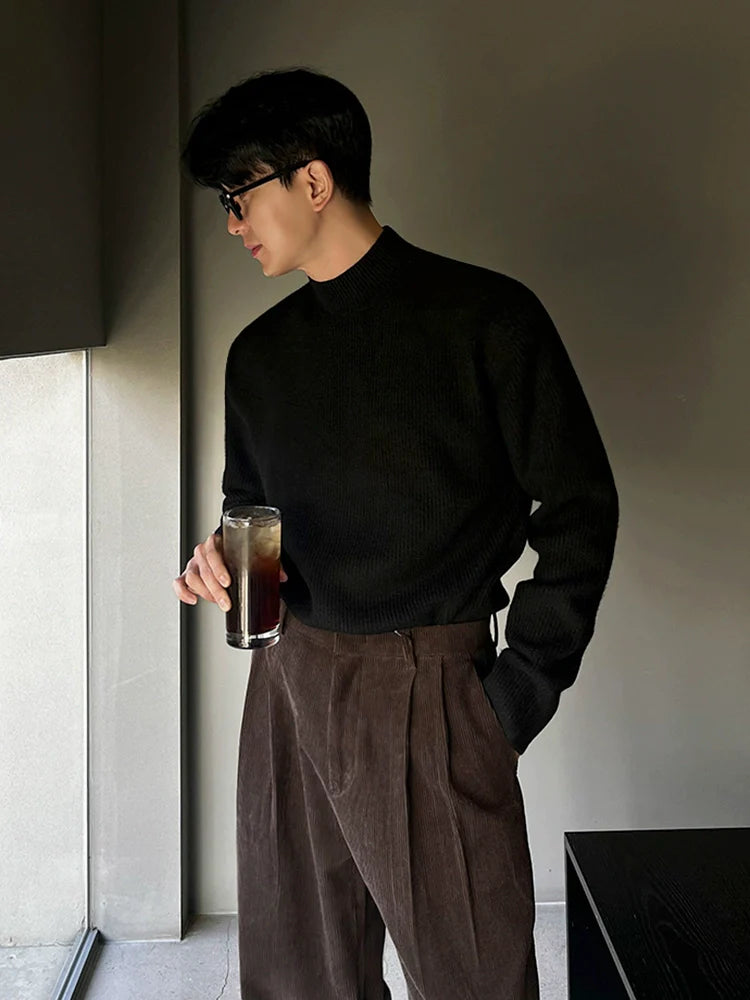 Semi-turtleneck pullover men's winter warm bottoming shirt Korean trend simple casual knitted sweater