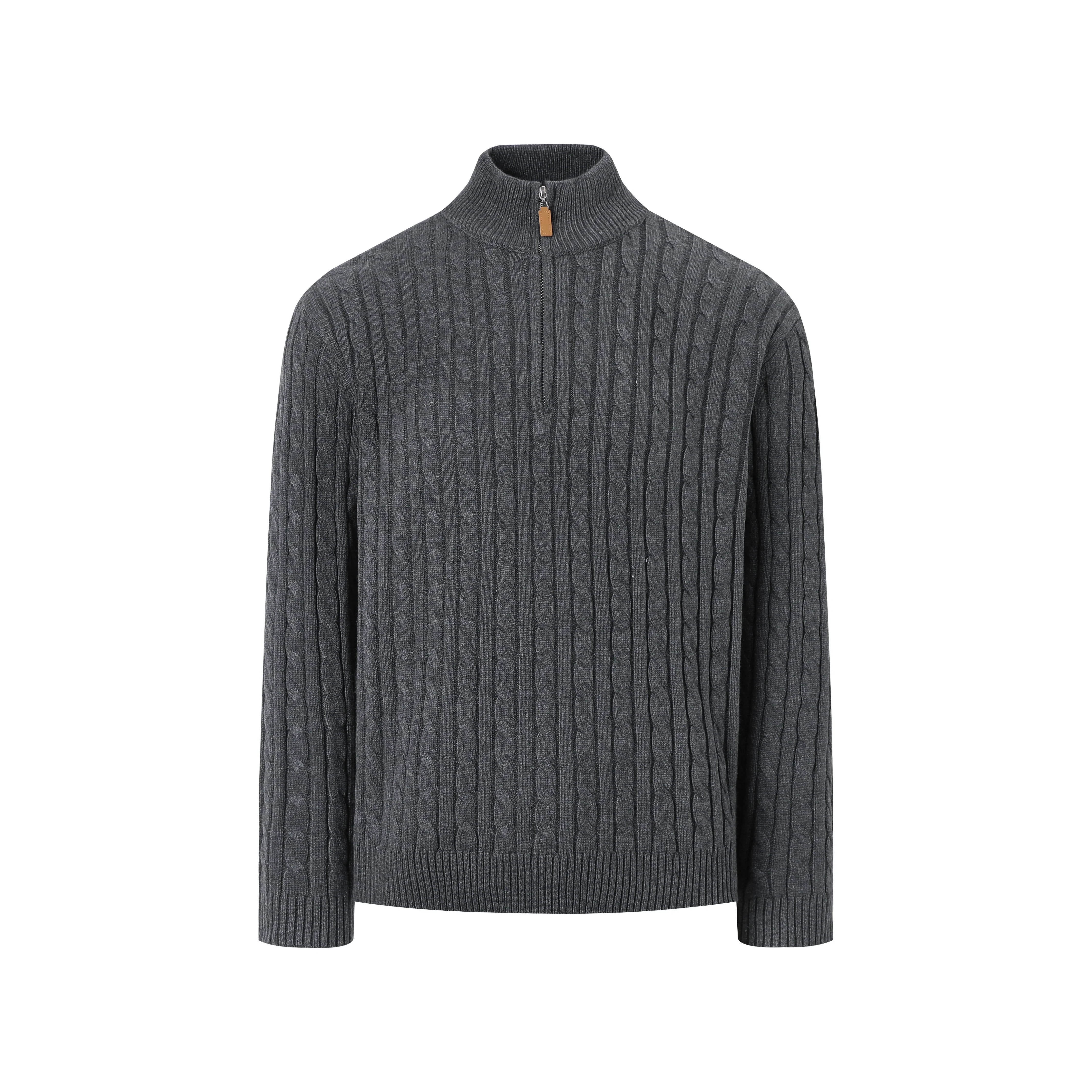 미국 레트로 스타일의 트위스트 하프 지퍼 스웨터, 남녀 공용, 가을/겨울 캐주얼, 느긋한 바람에 어울리는 부드럽고 윤기 있는 니트 스웨터, 트렌디한 디자인 