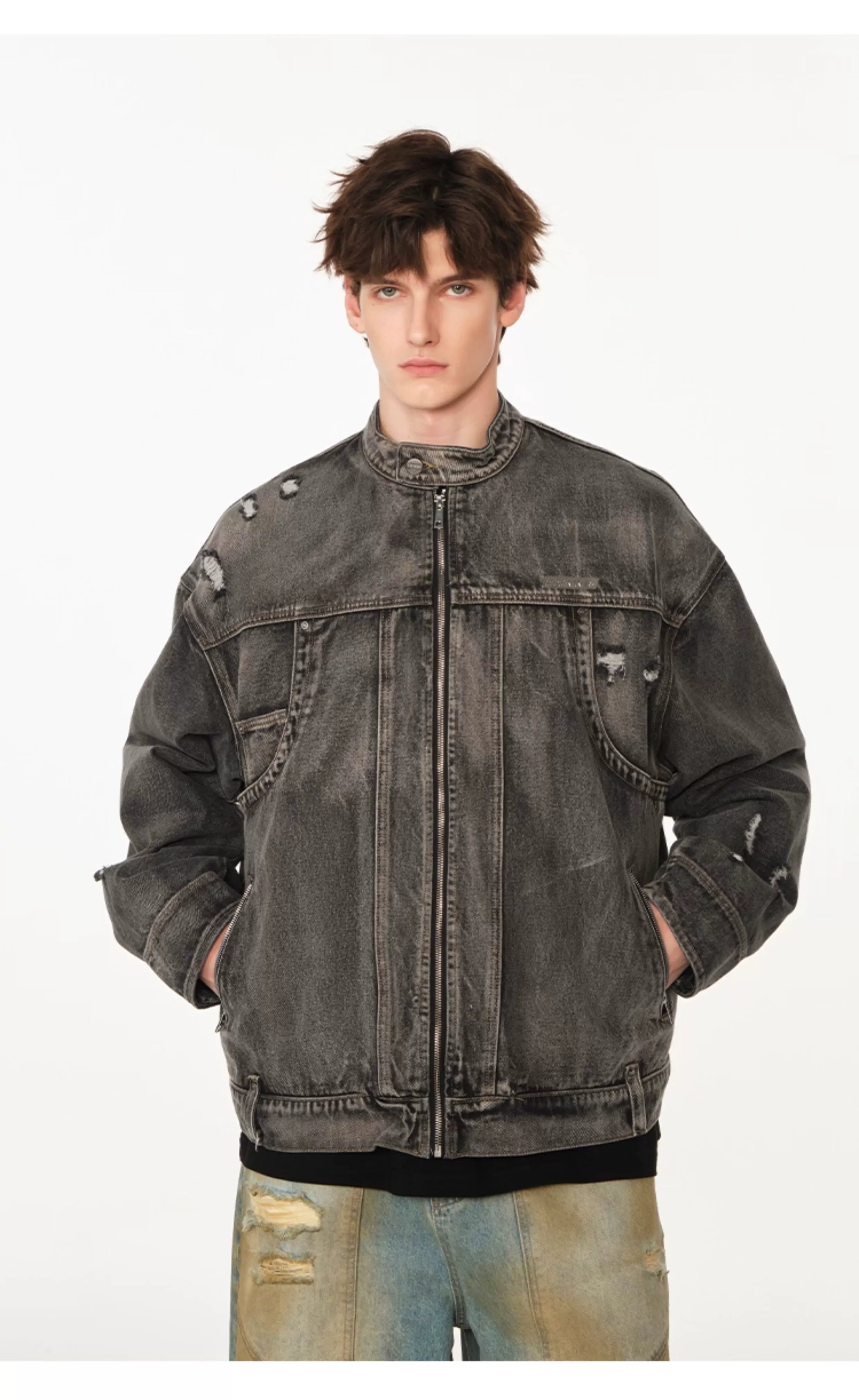 American high street cleanfit flip-flop denim jacket SIN0990