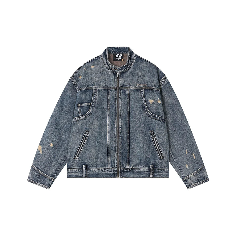 American high street cleanfit flip-flop denim jacket SIN0990