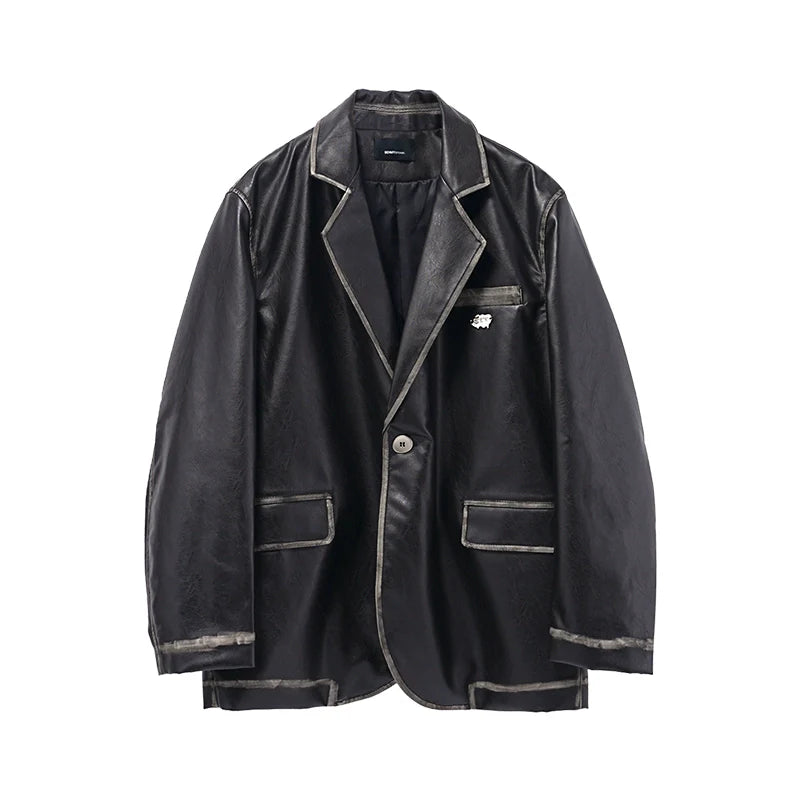 American retro Notting mountain leather suit for men and women, polished leather jacket