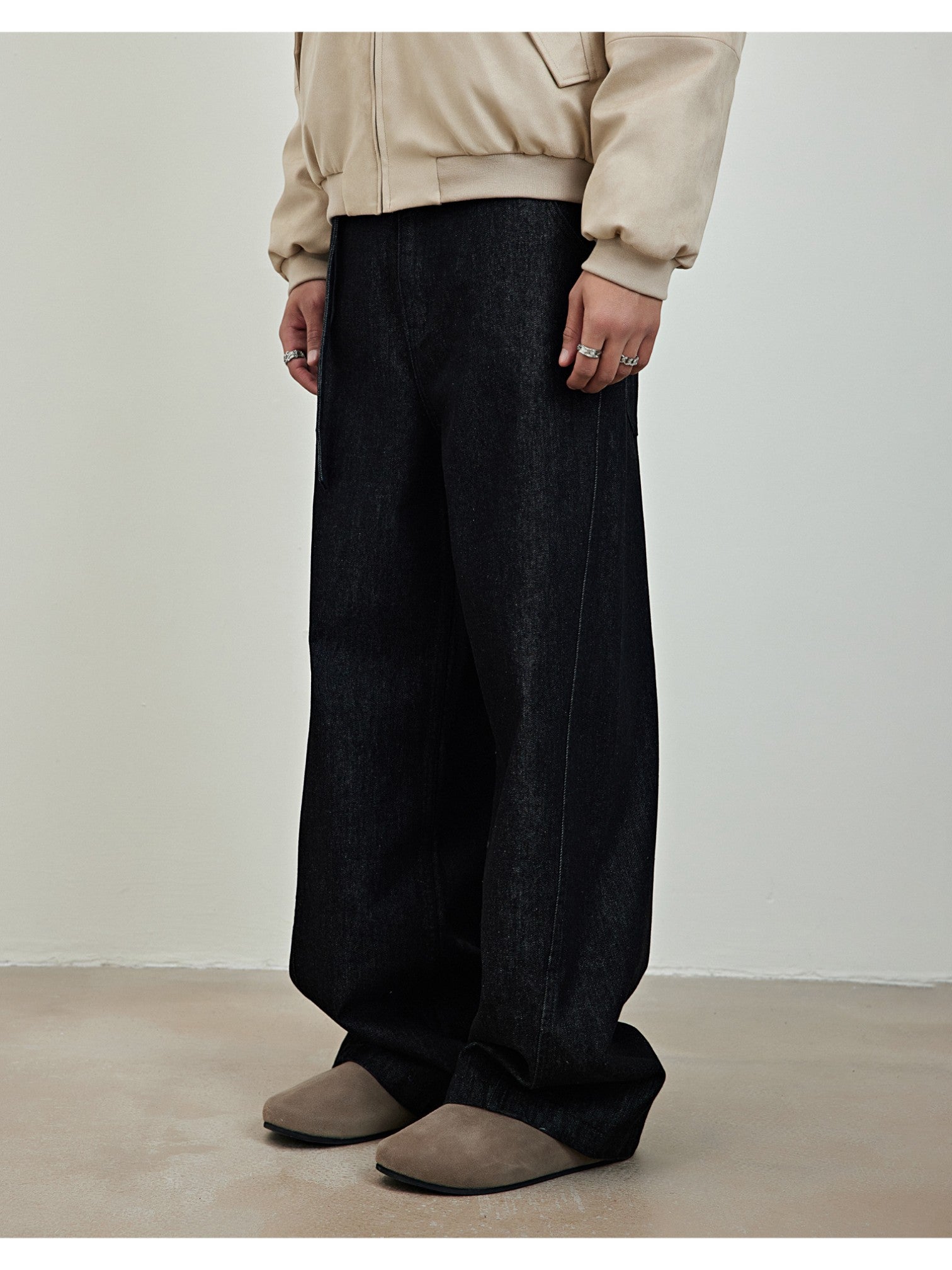 [SINONOME] DRAWSTRING A-CUT HEAVY JEANS st5021