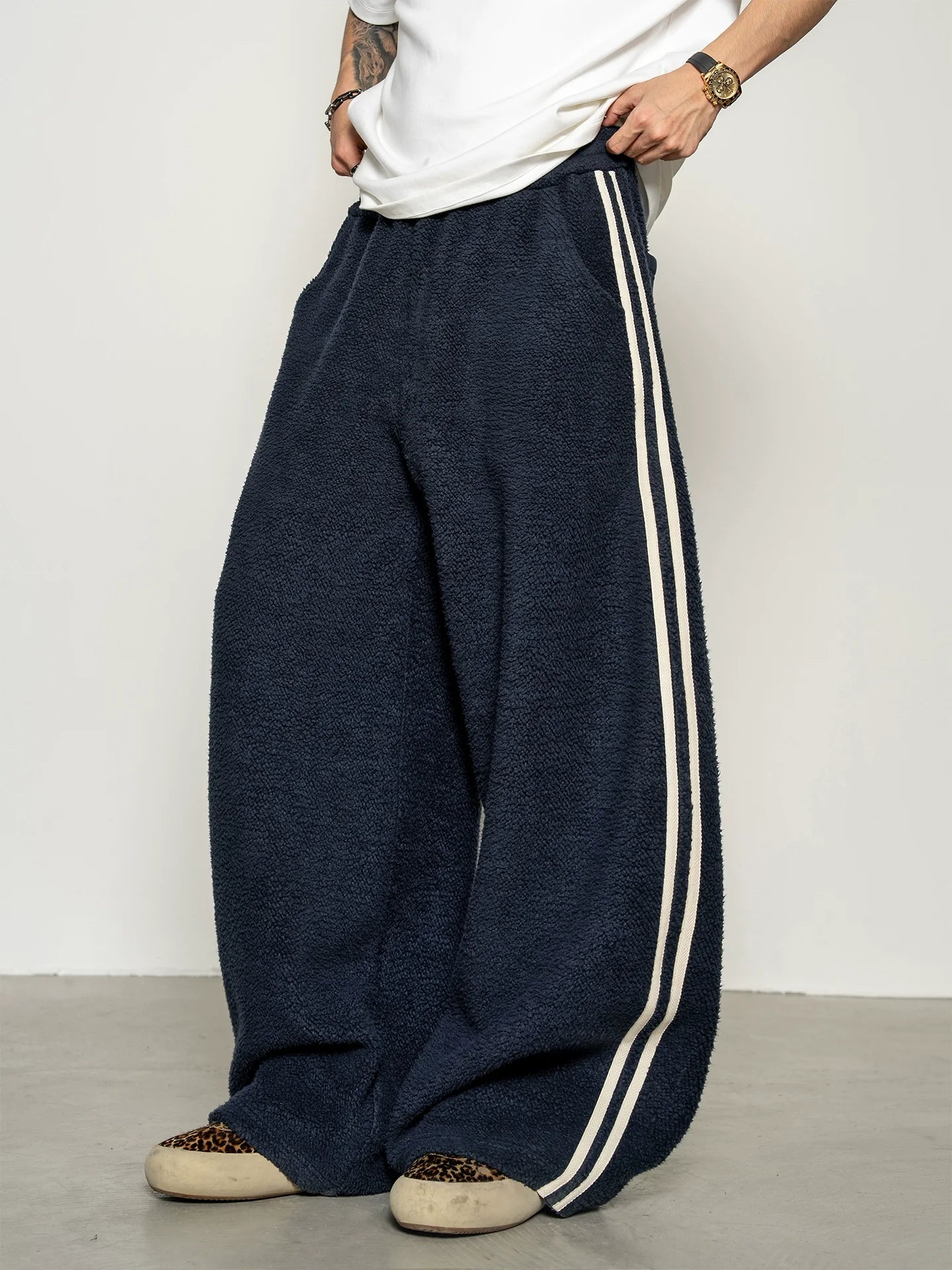 American contrasting fleece cotton jacket sweater jacket casual sweatpants loose sports suit winter