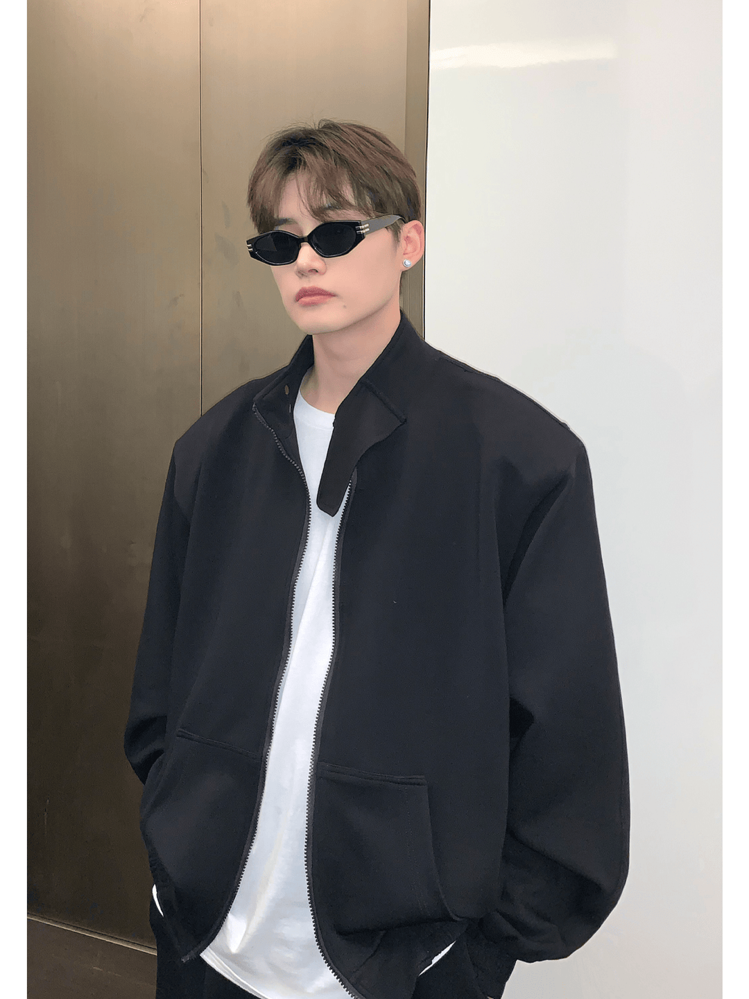 [CUIBUJU] Stehkragen-Schulterpolster-Cardigan-Set-up st1811