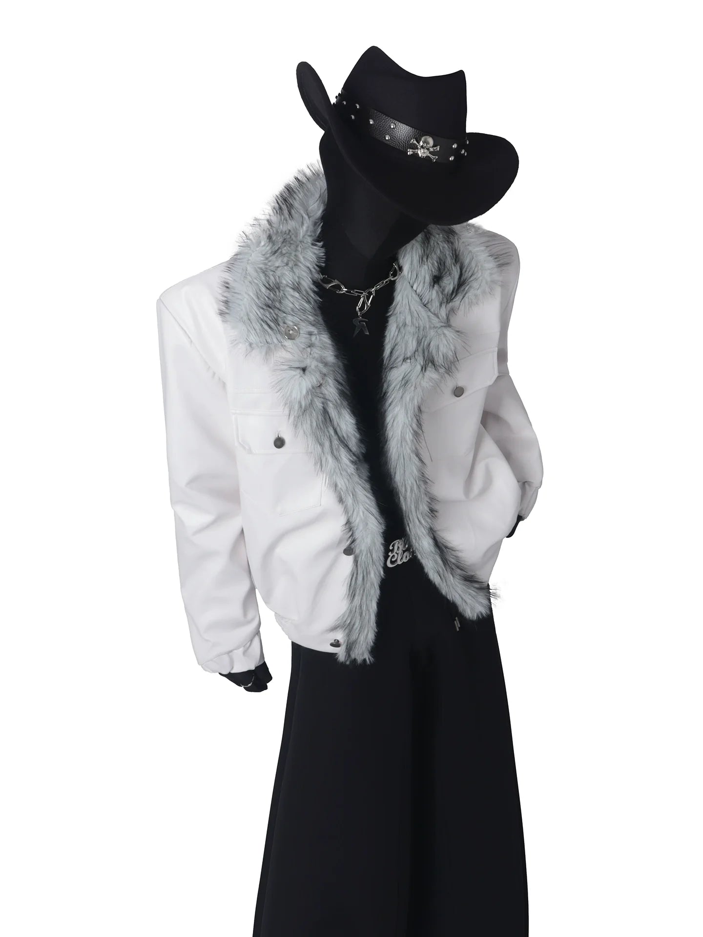 Black Clothes Premium Sense Large Fur Collar Seat Mountain Carving Jacket Men's Winter Fleece Short Jacket Cotton Clothing Tide