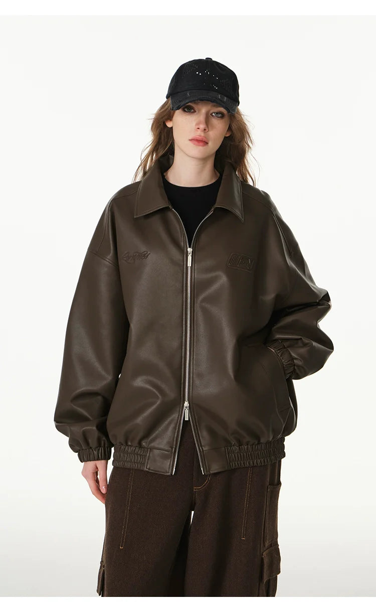 American cleanfit embossed double zipper biker jacket SIN0989