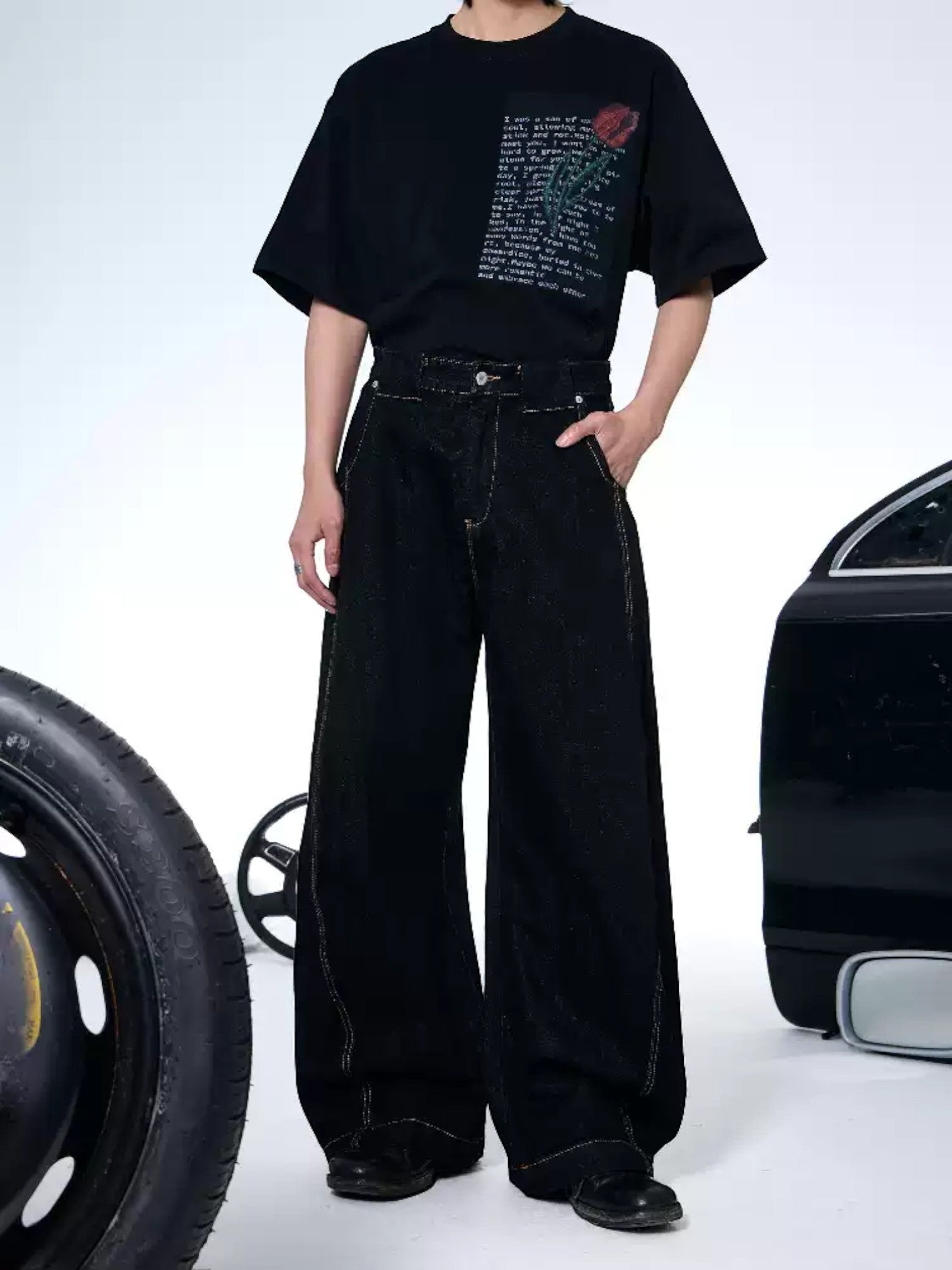 [ROGIC] 배기 트위스트 컷 팬츠 st5028