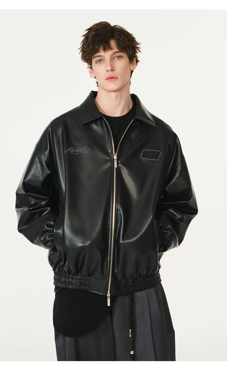 American cleanfit embossed double zipper biker jacket SIN0989