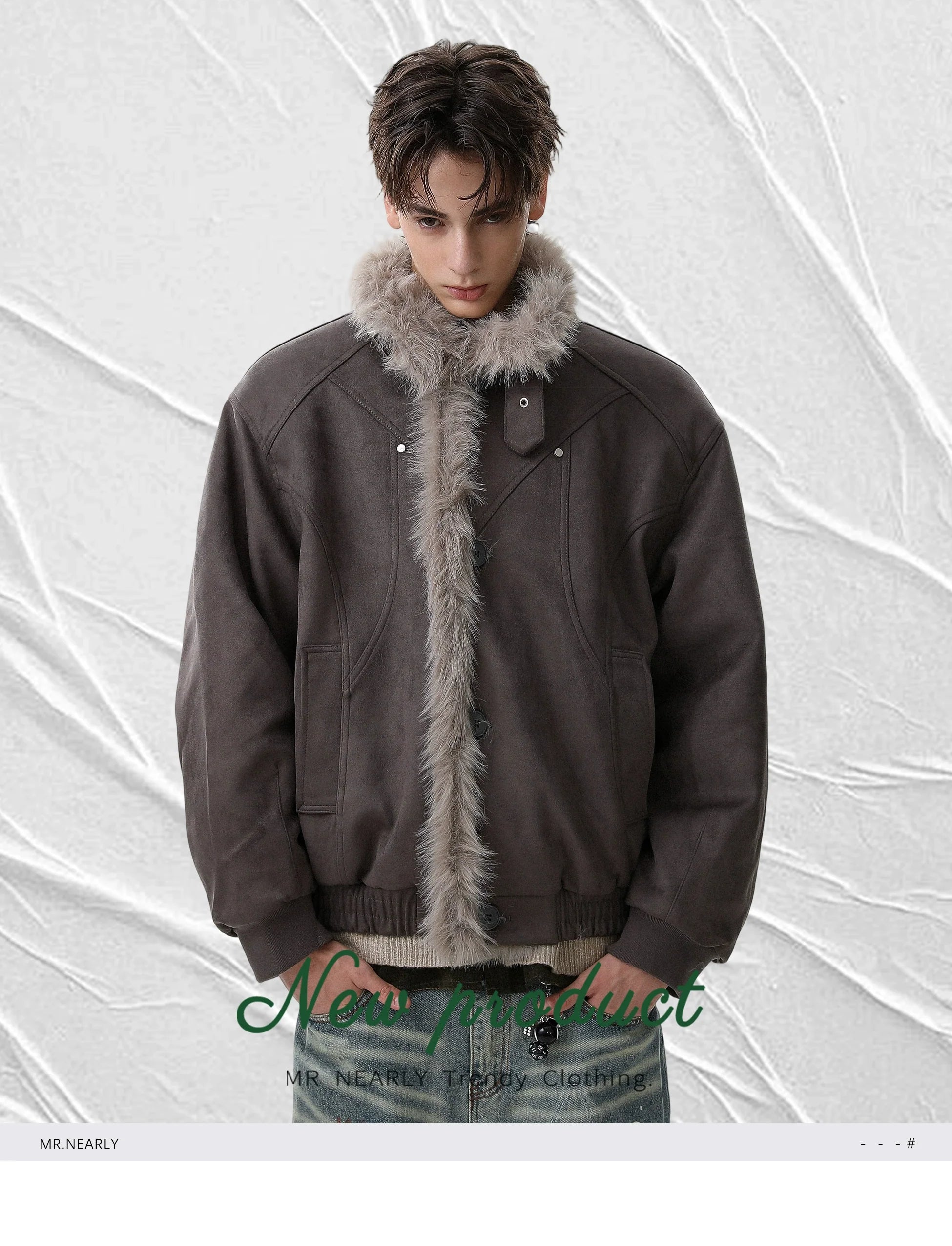 미국 레트로 스타일의 산악 조각 무늬 모조 모피 일체형 두툼한 라펠이 달린 따뜻한 면 재킷 트렌디한 디자인 