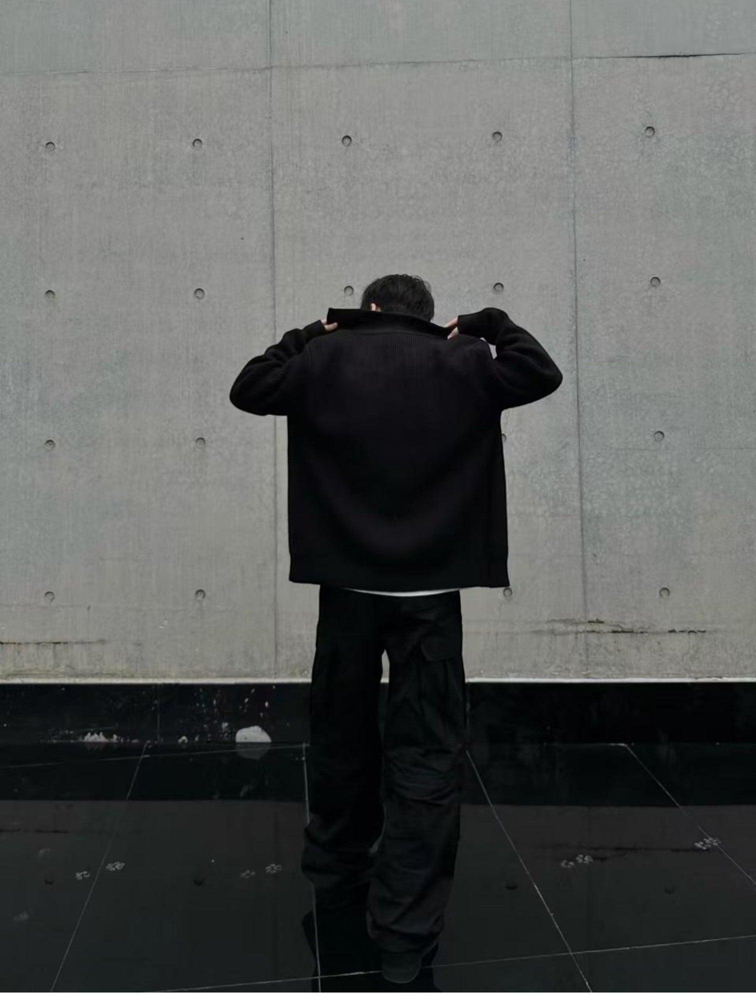 [WXB] 한국산 골지 지퍼업 하이칼라 셔츠 st4010