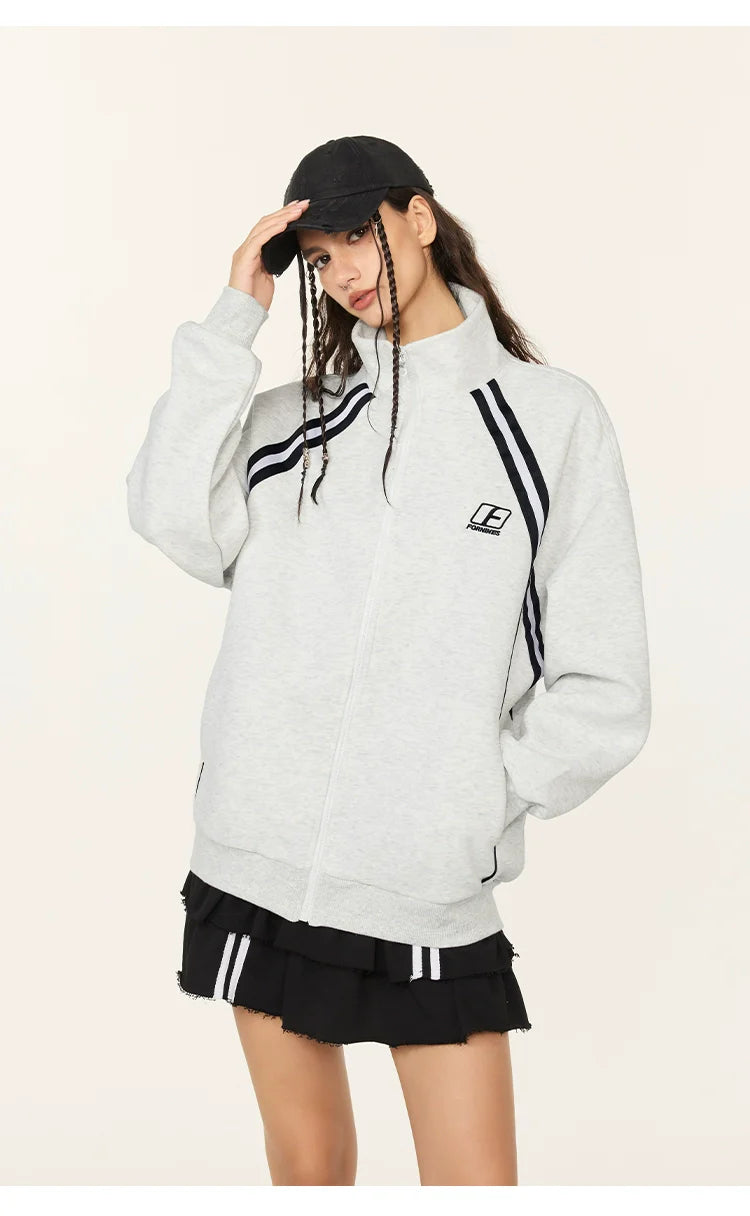 두꺼운 자수가 놓인 스웨터 캐주얼 재킷 SIN0986 