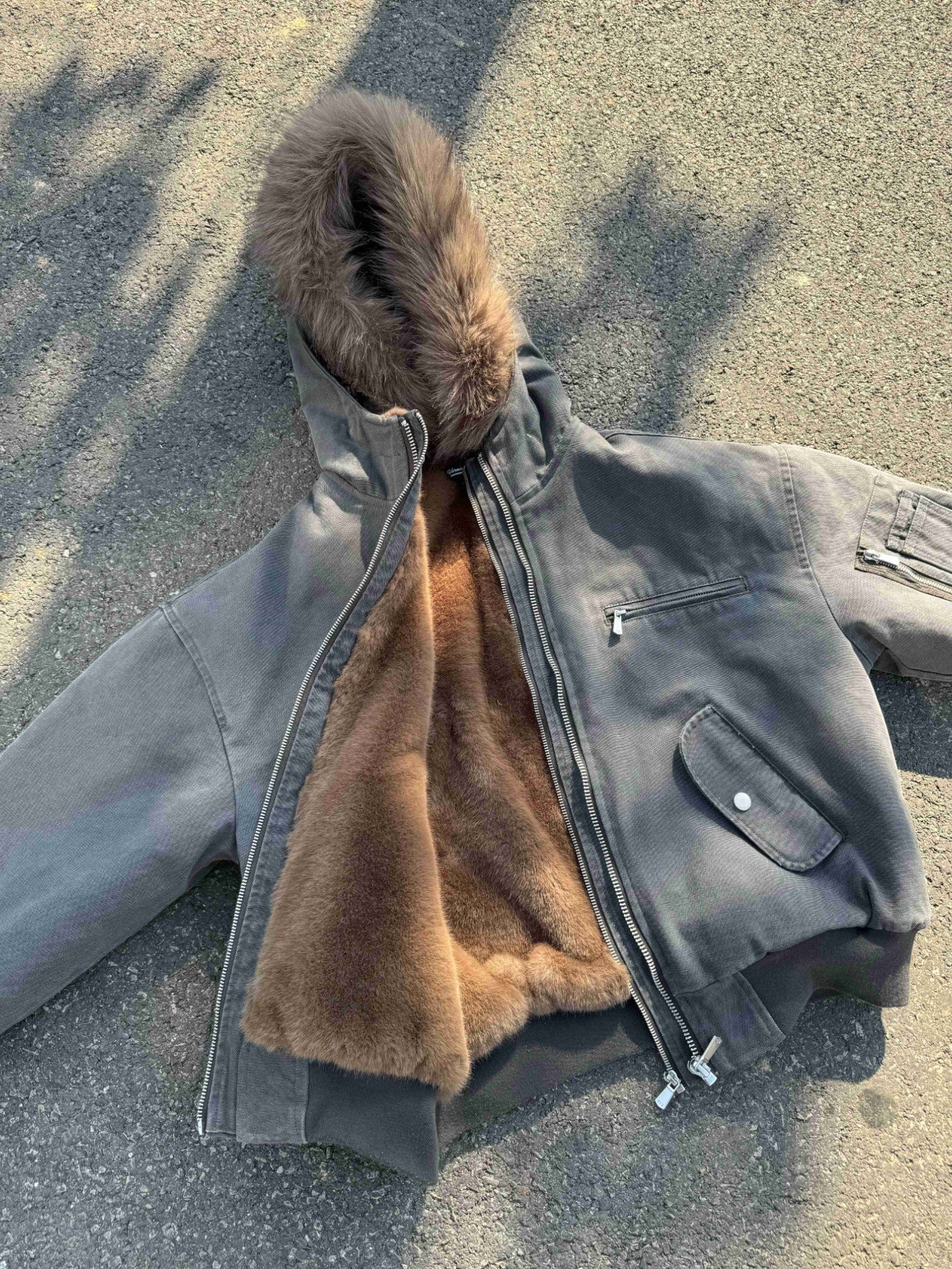 [Hermit] MULTI-ZIP FUR TRIM PADDED JACKET st5024