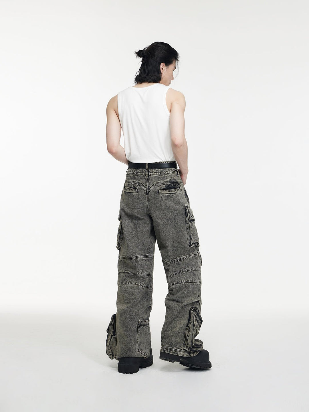 [PEOPLESTYLE] Multi-pocket wide leg casual jeans st2096