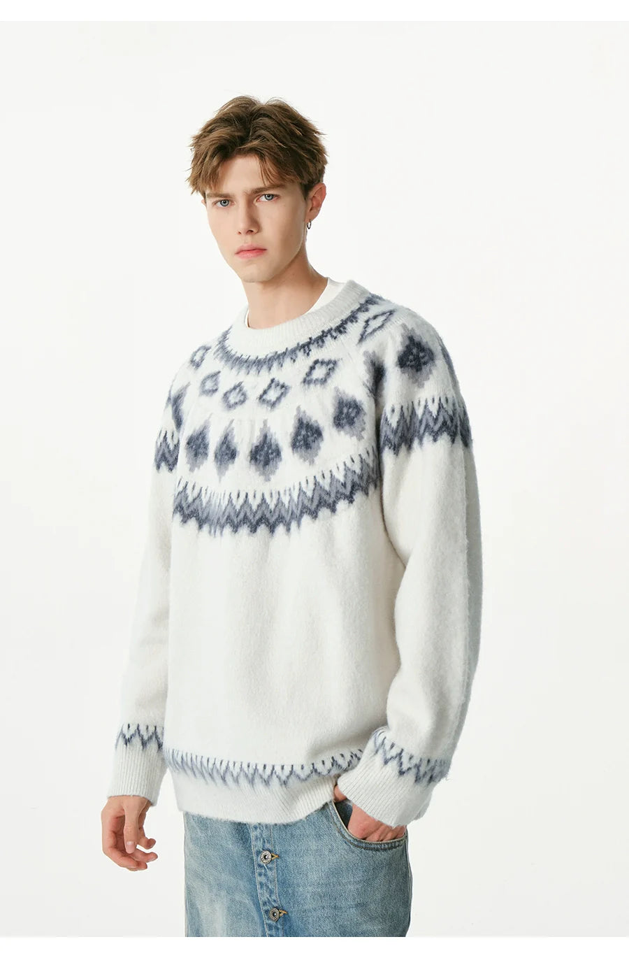 빈티지 자카드 스웨터 커플 스웨터 SIN0996 