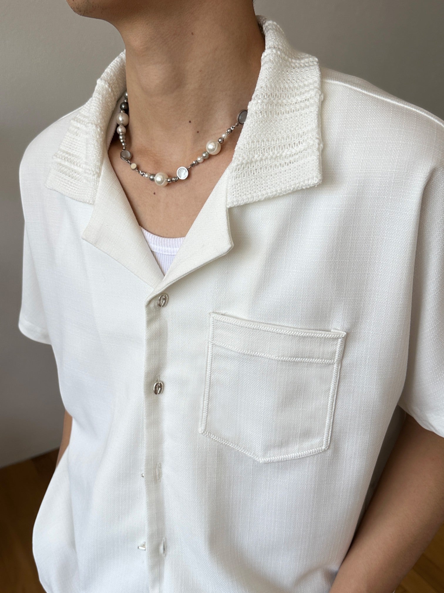 [FDM] WAVE TEXTURE RELAXED CUBAN COLLAR shirt st5023