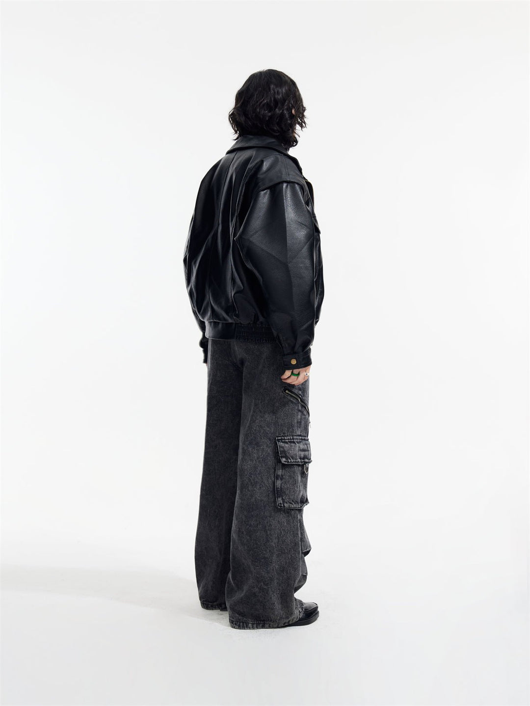 [PeopleStyle] Genderless wear silhouette fashionable leather jacket st1789