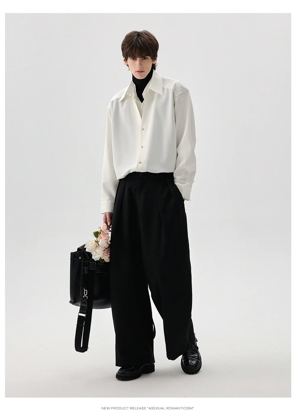 Men's high-end fake three and a half turtleneck shirts men's anti-wrinkle long-sleeved shirts with trendy insides