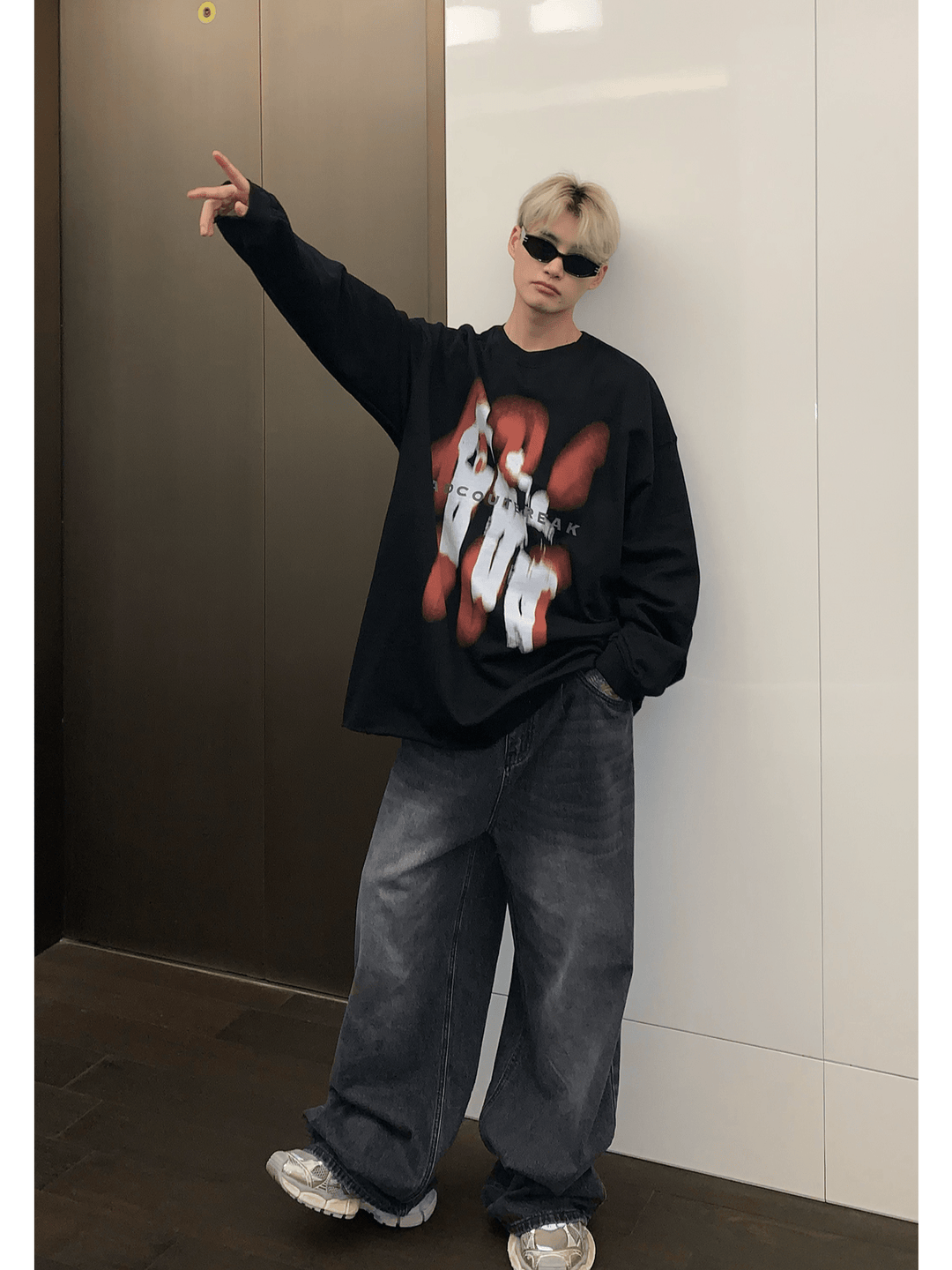 [CUIBUJU] 컬러 콘트라스트 프린팅 스웨터 ST1846