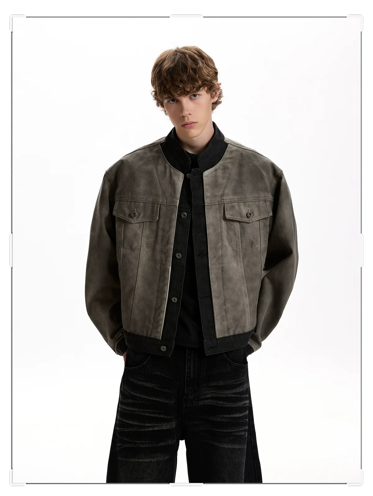 Old stitched fake two-piece denim jacket SIN0956