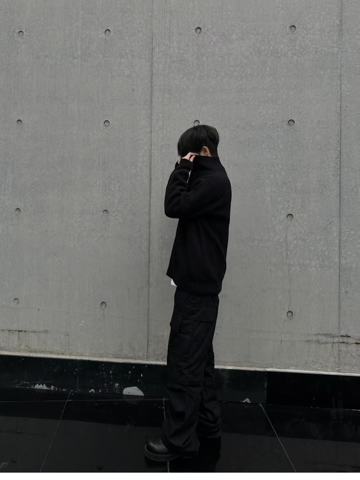 [WXB] 한국산 골지 지퍼업 하이칼라 셔츠 st4010