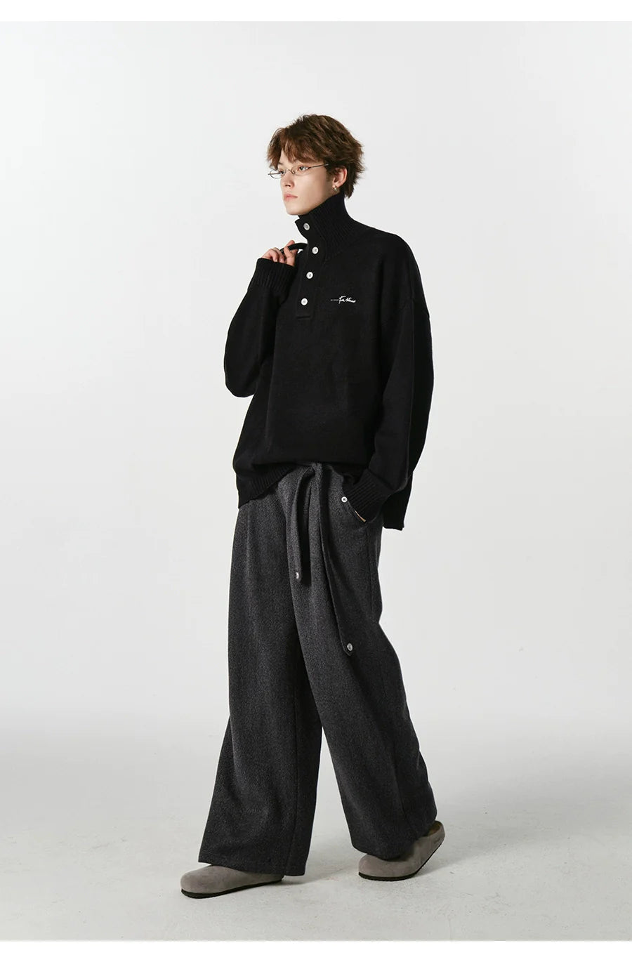 Warm turtleneck sweater men's embroidery lazy couple outfit SIN0801