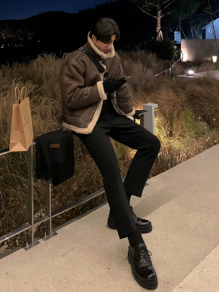 인조 스웨이드 양털 봄버 재킷 EHW5039 